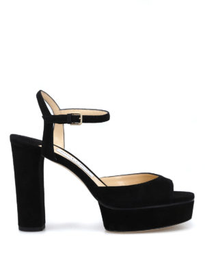 JIMMY CHOO: sandals - Peachy 105 black suede sandals