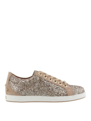 JIMMY CHOO: sneakers - Sneaker cash in glitter e camoscio