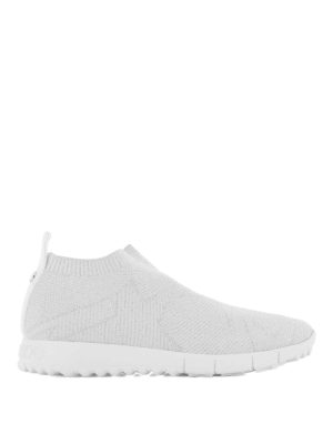 JIMMY CHOO: sneakers - Sneaker slip on in maglia bianca Norway