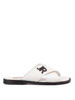JOHN RICHMOND: sandali - Sandali in pelle bianca con logo
