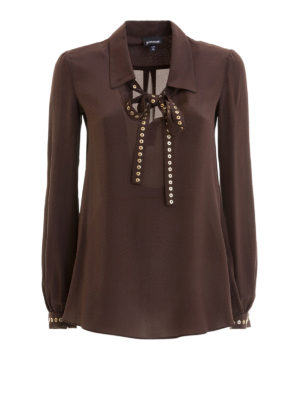 JUST CAVALLI: bluse - Blusa in seta con occhielli dorati