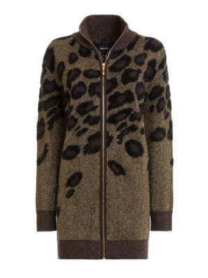 JUST CAVALLI: cardigan - Cardigan in misto lana animalier con lurex