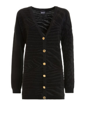 JUST CAVALLI: cardigan - Cardigan animalier con lurex