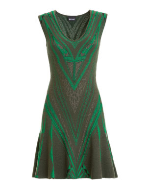 JUST CAVALLI: abiti corti - Abito smanicato in maglia con lurex