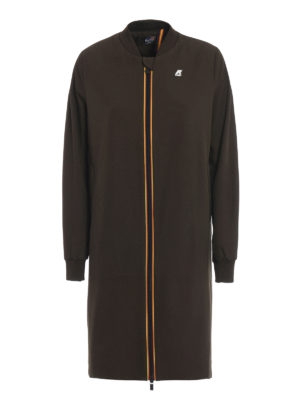 K-WAY: knee length coats - Cecilia army green macro drill zip coat