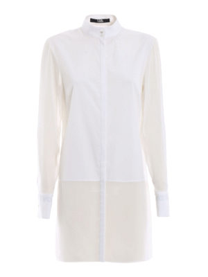 KARL LAGERFELD: shirts - Long poplin and georgette white shirt