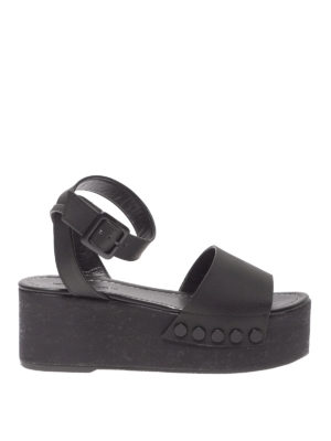 Kendall + Kylie: sandali - Sandali Stela in pelle nera con zeppa