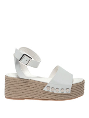 Kendall + Kylie: sandali - Sandali Stela in pelle bianca con zeppa