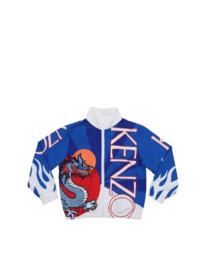 KENZO: casual jackets - Dragon Celebration jacket in blue and white
