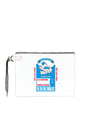 KENZO: clutches - Printed white clutch