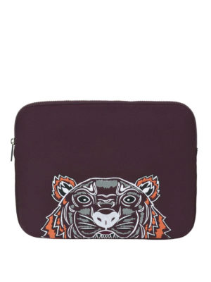KENZO: pochette - Busta per computer Tiger bordeaux