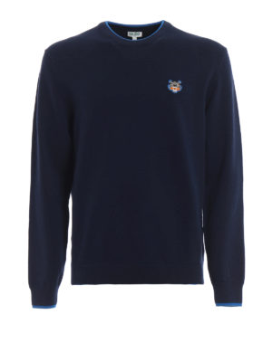 KENZO: maglia collo rotondo - Girocollo in misto cotone con patch Tiger