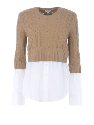 KENZO: maglia collo rotondo - Maglia in lana con inserto a camicia