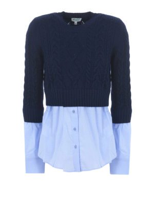 KENZO: maglia collo rotondo - Maglia in lana con inserto a camicia