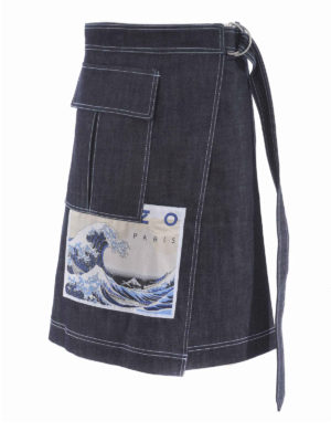 KENZO: gonne al ginocchio  e longuette - Gonna a portafoglio Kanagawa Wave
