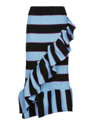 KENZO: gonne al ginocchio  e longuette - Gonna in maglia a righe con balze