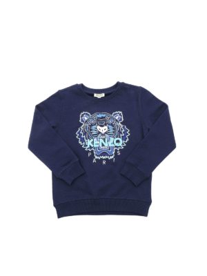 KENZO: Sweatshirts & Sweaters - Sweatshirt with Tiger embroidery in blue
