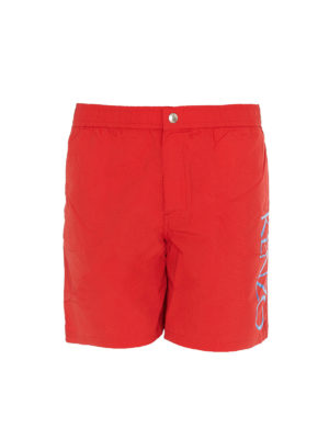 KENZO: Costumi piscina e boxer - Boxer da mare in nylon rosso con logo
