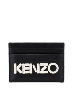 KENZO: wallets & purses - Kenzo Logo black leather card holder