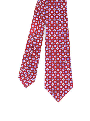 Kiton: ties & bow ties - Patterned burgundy silk tie