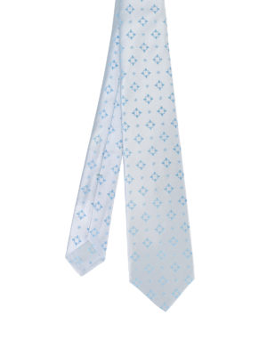 Kiton: ties & bow ties - Patterned pale blue silk tie