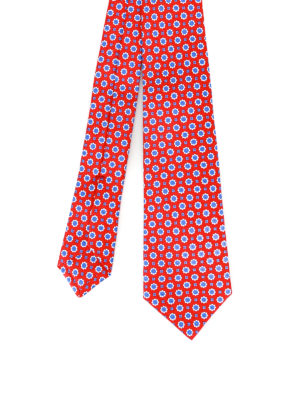 Kiton: ties & bow ties - Patterned red silk tie