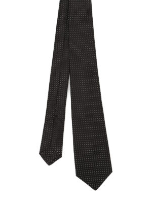 Kiton: ties & bow ties - Polka dot silk black tie