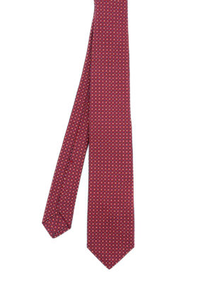 KITON: ties & bow ties - Red floral silk tie