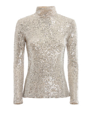 L' AUTRE CHOSE: bluse - Blusa collo alto con paillettes all over