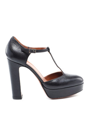 L' AUTRE CHOSE: court shoes - Black hammered leather pumps