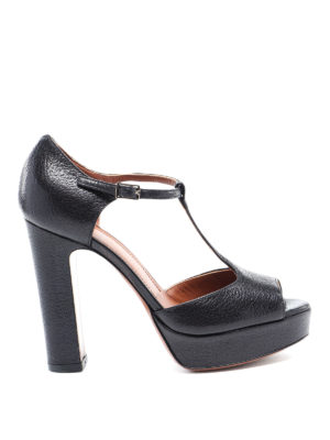 L' AUTRE CHOSE: sandals - Black hammered leather sandals