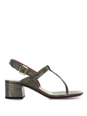 L' AUTRE CHOSE: sandali - Sandali infradito in craquelé oro