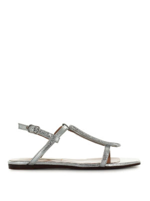 L' AUTRE CHOSE: sandali - Sandali in pelle craquelé argento