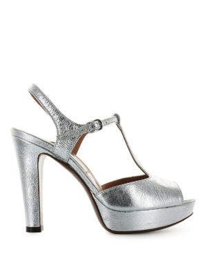 L' AUTRE CHOSE: sandali - Sandali in pelle craquelé argento