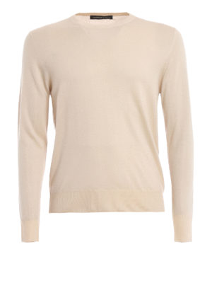 LAMBERTO LOSANI: maglia collo rotondo - Pullover girocollo beige in seta e cashmere