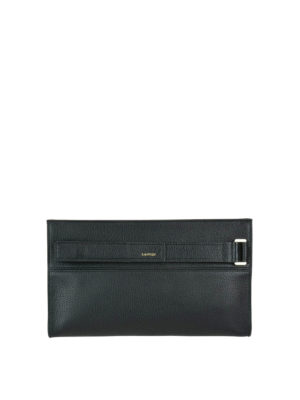 LANVIN: pochette - Pochette in pelle con logo
