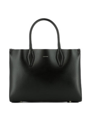 LANVIN: shopper - Borsa a mano mini Journée in pelle nera