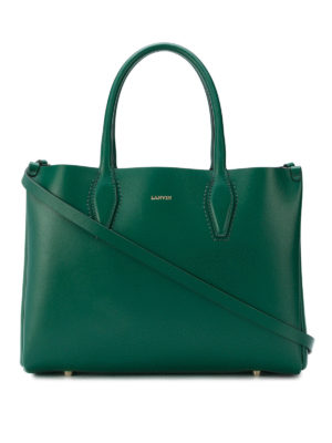 LANVIN: shopper - Borsa a mano mini Journée in pelle verde