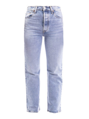 LEVI'S: straight leg jeans - 5 pocket cropped faded jeans