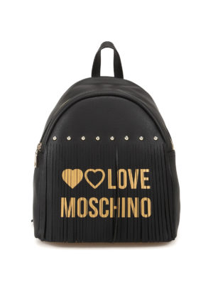 LOVE MOSCHINO: zaini - Zaino in ecopelle con frange e borchie