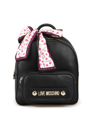 LOVE MOSCHINO: zaini - Zainetto in ecopelle con foulard Baci