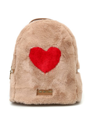LOVE MOSCHINO: zaini - Piccolo zaino effetto pelliccia con cuore