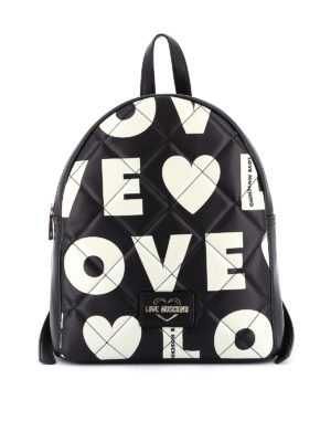 LOVE MOSCHINO: backpacks - Logo print quilted backpack