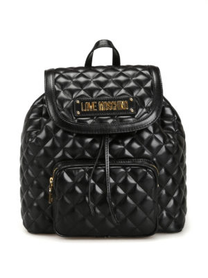 LOVE MOSCHINO: zaini - Zainetto nero in eco-nappa trapuntata