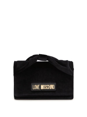 LOVE MOSCHINO: pochette - Clutch in velluto liscio nero
