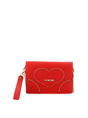 LOVE MOSCHINO: clutches - Studded heart patch clutch