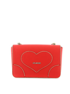LOVE MOSCHINO: shoulder bags - Studded heart patch shoulder bag