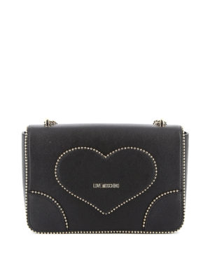 LOVE MOSCHINO: shoulder bags - Studded heart patch shoulder bag