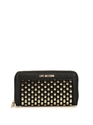 LOVE MOSCHINO: portafogli - Portafoglio in pelle e tessuto intrecciato