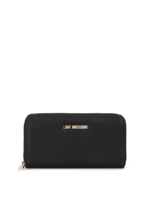 LOVE MOSCHINO: portafogli - Portafoglio nero in ecopelle con zip
